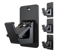 Ujjdwiurgh Lot de 4 supports adhésifs noirs pour tringle à rideaux - Supports robustes de 13,6 kg - Crochets universels sans dommages pour tringle de fenêtre