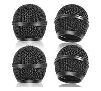 Ujjdwiurgh Lot de 4 têtes de microphone en maille pour microphone sans fil et micros filaires, noir