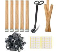 Ujjdwiurgh Lot de 40 mèches de bougie en bois à double couche et supports de 13 x 1,3 cm pour la fabrication de bougies, mèche de bougie en bois naturel
