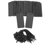 Ujjdwiurgh Lot de 400 Étiquettes de Prix Noires avec Étiquettes Cadeaux avec Épingles de Sûreté Étiquettes Volantes en Papier Noir