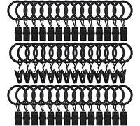 Ujjdwiurgh Lot de 42 anneaux de rideaux avec clips décoratifs Rouille rétro 2,5 cm de diamètre intérieur Noir
