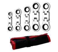 Ujjdwiurgh Lot de 5 clés à cliquet à tête flexible SAE 72 dents, plaquage avec pochette roulante