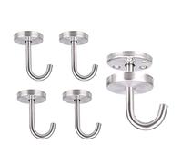 Ujjdwiurgh Lot de 5 crochets de plafond en acier inoxydable avec base ronde pour suspendre des plantes, mangeoires à oiseaux, carillons éoliens