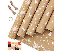 Ujjdwiurgh Lot de 5 feuilles de papier cadeau pour fête d'anniversaire de Noël