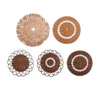 Ujjdwiurgh Lot de 5 paniers muraux bohèmes de style nordique simple fait à la main en paille Décoration murale tissée Petite décoration