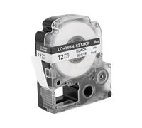 Ujjdwiurgh Lot de 5 rubans d'étiquettes de rechange 4WBN LC-4WBN9 (SS12KW) pour LabelWorks LW300 LW400 LW500 LW700 Noir sur blanc 12 mm x 8 m