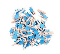 Ujjdwiurgh Lot de 50 mini pinces à linge en bois pour cartes et photos Bleu