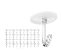 Ujjdwiurgh Lot de 50 petits crochets de plafond adhésifs en plastique sans perçage pour décorations de salle de classe Blanc