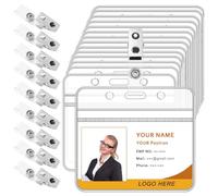 Ujjdwiurgh Lot de 50 porte-badges horizontaux avec clips métalliques transparents