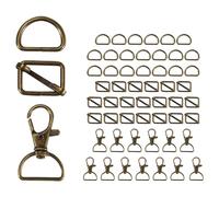 Ujjdwiurgh Lot de 56 crochets pour porte-clés avec anneaux en D pour la fabrication de sacs, mousquetons, fermoirs pivotants avec boucle coulissante