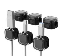 Ujjdwiurgh Lot de 6 clips magnétiques de gestion de câbles de données pour bureau et supports muraux pour données de téléphone - Noir