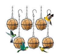 Ujjdwiurgh Lot de 6 mangeoires à boules de suif pour oiseaux, mangeoires à oiseaux en métal à suspendre avec crochets, mangeoires rondes pour boules de suif noires