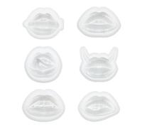 Ujjdwiurgh Lot de 6 moules en résine époxy avec lèvres 3D pour moulage de résine, loisirs créatifs, fabrication de porte-clés, pendentifs, ornements, décoration - Blanc