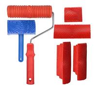 Ujjdwiurgh Lot de 6 outils de grain de bois à main pour peinture - Outil de grain de bois rouge - Outil de grain de bois en caoutchouc - Extracteur de grains de bois de base