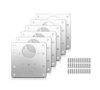 Ujjdwiurgh Lot de 6 plaques de réparation de charnière d'armoire avec vis, supports de réparation de charnières de porte de placard dissimulés en acier inoxydable