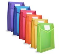 Ujjdwiurgh Lot de 6 pochettes en plastique A4 avec fermeture à bouton et fente pour cartes