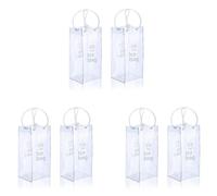 Ujjdwiurgh Lot de 6 sacs de glace transparents portables avec poignée pour fête, extérieur, champagne, bière froide