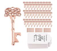Ujjdwiurgh Lot de 60 décapsuleurs en forme de clé avec étiquette de carte d'escorte et porte-clés pour mariage, fiançailles, Noël