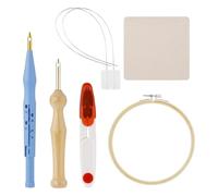 Ujjdwiurgh Lot de 7 aiguilles à poinçonner, kit de broderie réglable avec boucle en tissu, outil de couture artistique pour broderie