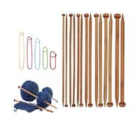 Ujjdwiurgh Lot de 7 paires d'aiguilles à tricoter en bambou naturel, longues aiguilles à tricoter droites à pointe unique