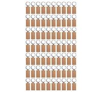 Ujjdwiurgh Lot de 70 porte-clés ronds en bois brut pour loisirs créatifs - Rectangulaire