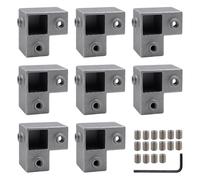 Ujjdwiurgh Lot de 8 connecteurs de tube carrés de 25 mm en alliage d'aluminium pour chaîne en T - 3 voies - Raccord de tuyau - Coude de sortie latérale