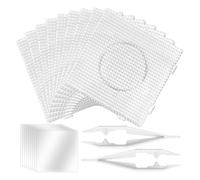 Ujjdwiurgh Lot de 9 grandes plaques à ongles carrées en plastique de 5 mm avec papier à repasser et pince à épiler pour loisirs créatifs