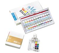 Ujjdwiurgh Lot de mini palettes de peinture acrylique de voyage prêtes à l'emploi, mini palette de peinture avec pinces à reliure, C