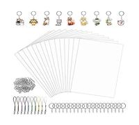 Ujjdwiurgh Lot de porte-clés : 15 feuilles rétractables imprimables, 20 porte-clés, 100 anneaux ouverts fendus et 5 pinces mousquetons DIY Crafts pour enfants