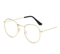 Ujjdwiurgh Lunettes A Large Monture Rond D'Impression En Metal Lunettes Retro A Lentille Transparent Legeres Lunettes Decoratives Unisexe Pour Femmes Or & Noir