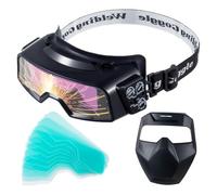 Ujjdwiurgh Lunettes de Soudage à Obscurcissement Automatique, Large Gamme de Teintes 4/5-9/9-13, Lunettes de Soudage avec Masque de Soudeur et 10 Verres de Rechange