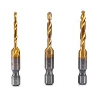 Ujjdwiurgh M3 + + M5 Tige Hexagonale Plaqué Titane Filetage HSS Forets à Taraud Métrique Machine à Vis Composé Outil de Chanfrein Ouvert