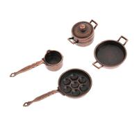 Ujjdwiurgh Maison de Poupées Miniature Cuisine Batterie de Cuisine 4 Pièces Métal