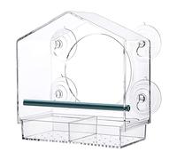 Ujjdwiurgh Mangeoire à oiseaux avec ventouses puissantes - Nichoir à oiseaux avec plateau amovible à 2 compartiments