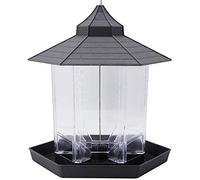 Ujjdwiurgh Mangeoire à oiseaux panoramique en forme d'hexagone avec toit à suspendre pour décoration de jardin et cour (gris)