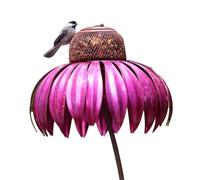 Ujjdwiurgh Mangeoire à Oiseaux Rouge avec Support, Mangeoire à Oiseaux en Forme de Fleur pour Jardin Extérieur