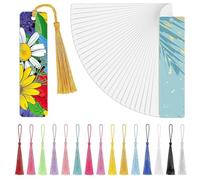 Ujjdwiurgh Marque-Page en Métal Vierge par Sublimation par Transfert Thermique, Marque-Pages en Aluminium avec Pompons Colorés pour Porte-Clés, Projets Artisanaux Durables 120 X 20 mm