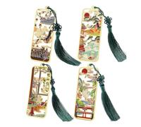 Ujjdwiurgh Marque-Pages D'Art de Palais Chinois Ancien, Marque-Pages de Lotus de Grue Volante de Carpe de Chat avec des Glands, Cadeaux pour les Amateurs de Livres