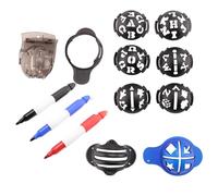 Ujjdwiurgh Marqueur de Balle de Golf, Stylos Marqueurs de Ligne de Couleur, Kit D'Outils D'Alignement de Marquage de Balle de Golf en Plastique Triple Piste, Noir