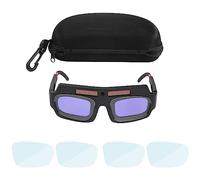Ujjdwiurgh Masque de Soudage à Assombrissement Automatique à ÉNergie Solaire, Lunettes de Soudeur, Lentille Anti-Choc à Arc avec ÉTui de Rangement