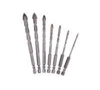 Ujjdwiurgh Mèches de Perceuse Excentriques à Quatre Arêtes 7 Pièces, Mèches de Perceuse Béton 3/4/5/6/8/10/12mm, de Mèches de Perceuse à Queue Hexagonale Dentelée pour Carreaux et Briques