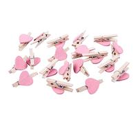 Ujjdwiurgh Mini Amour Coeur Forme Clips en Bois Message Photo Titulaire Album Carte Papier Piquets DéCor Photographie - Rose 20 Pcs