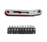 Ujjdwiurgh Mini Clé à Cliquet à Tête Coudée, Tournevis Décalé à 90 Degrés, Poignée avec D'Embouts, Clé à Cliquet à Double Tête D'Entraînement, Outil Manuel Facile à Utiliser