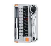 Ujjdwiurgh Mini clé à cliquet bidirectionnelle + 10 embouts en acier chromé