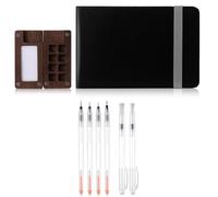 Ujjdwiurgh Mini Ensemble de Peinture Aquarelle Portable, Palette de Peinture de Voyage, Boîte de Peinture à Grille en Bois, Bloc de Papier pour Carnet de Croquis Aquarelle de Poche