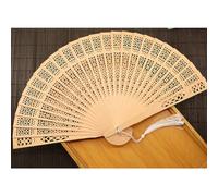 Ujjdwiurgh Mode Mariage Main Parfumée Fête Sculpté Éventail Pliant Chinois en Bois Vintage Creux Antiquité D