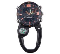 Ujjdwiurgh Montre Multifonctionnelle de Sport Extérieur à Écran Rond Étanche avec Boussole et Mousqueton d'escalade de Couleur Orange.