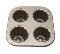 Ujjdwiurgh Moule à Gâteau à Canele à 4 Cavités, Moule à Canele Antiadhésif pour Four, Moule à Canele en Acier au, Outil de Cuisson, Installation Facile, Facile à Utiliser