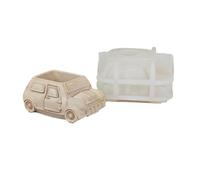 Ujjdwiurgh Moule de Gypse 3D Voiture Plante Succulente Pot de Fleurs Moule Mignon Dessin Animé Voiture Boîte de Rangement Bougie Tasse Béton