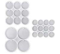 Ujjdwiurgh Moule en Silicone à Cercle Plat Brillant, Moule à Pendentif pour Boucles d'oreilles Rondes Percées, Moule en Résine pour Porte-Clés, Moule pour Étiquette d'animal de Compagnie